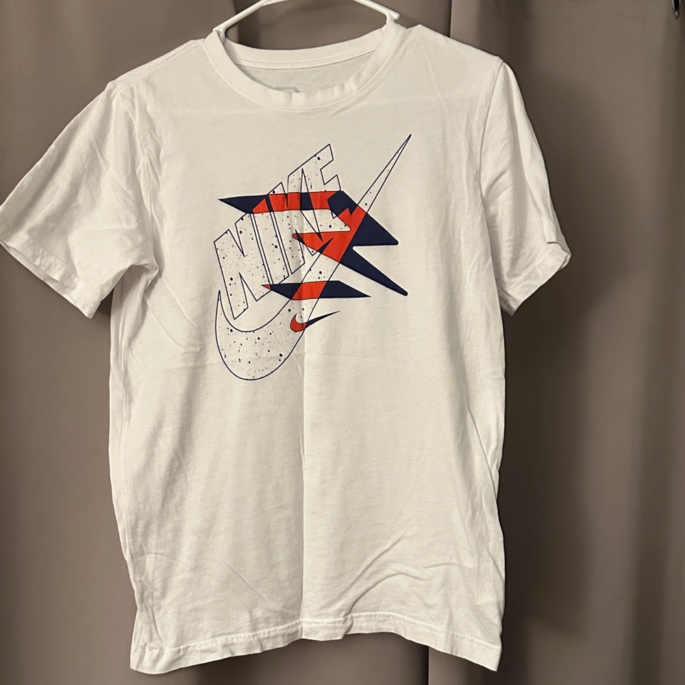 Nike White Tee with Red and Blue Graphic